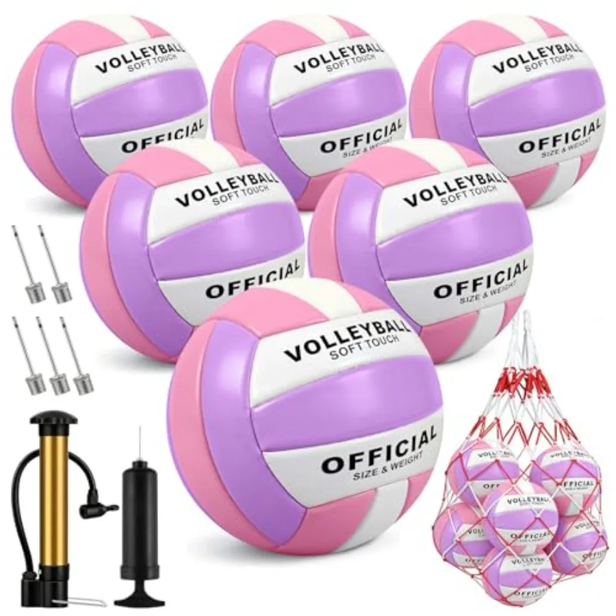 6 Pack Volleyballs Official Size 5, Waterproof Soft Volleyball With Pump and Net Bag for Indoor Outdoor Beach Pool Water Gym Tr
6 Pack Volleyballs Official Size 5, Waterproof Soft Volleyball With Pump and Net Bag for Indoor Outdoor Beach Pool Water Gym Tr
