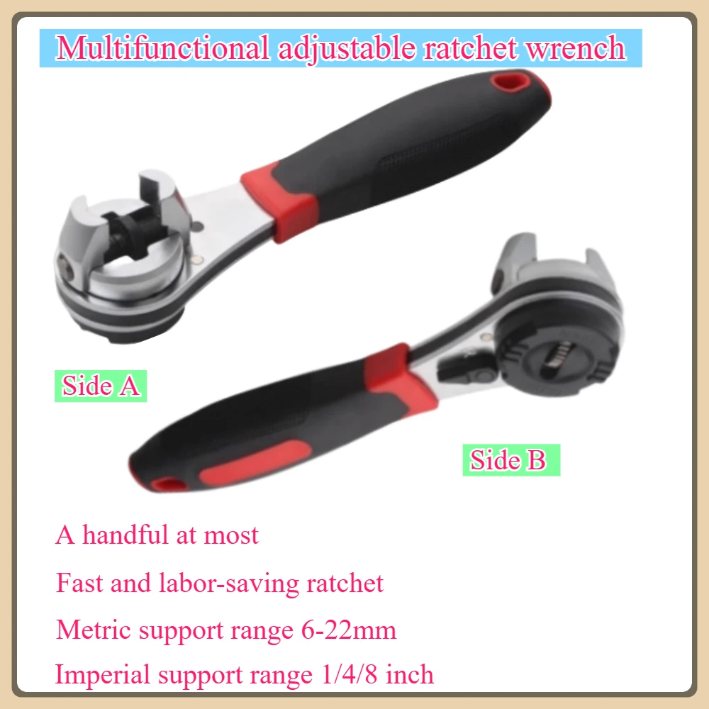 Многофункциональный ключ с храповым механизмом, регулируемый двунаправленный быстрый ключ, быстроразъемный ключ с метрической и императорской платой 6-22 мм
Многофункциональный ключ с храповым механизмом, регулируемый двунаправленный быстрый ключ, быстроразъемный ключ с метрической и императорской платой 6-22 мм