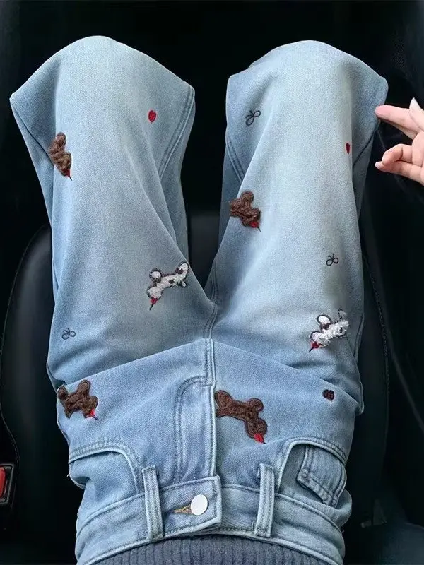 Retro Embroidered High Waist Wide Leg Jeans Women Spring Autumn plus Size Loose Slim Straight Floor-Length Pants
Retro Embroidered High Waist Wide Leg Jeans Women Spring Autumn plus Size Loose Slim Straight Floor-Length Pants