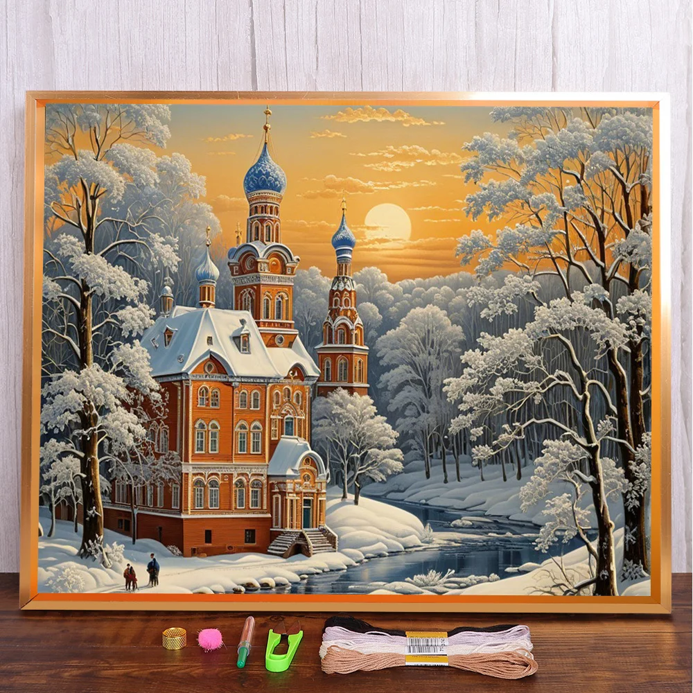 Scenery Winter Church Printed Canvas Cross-Stitch Embroidery Kit Painting Handmade Handiwork Knitting Wholesale Room Decor Sales
Scenery Winter Church Printed Canvas Cross-Stitch Embroidery Kit Painting Handmade Handiwork Knitting Wholesale Room Decor Sales