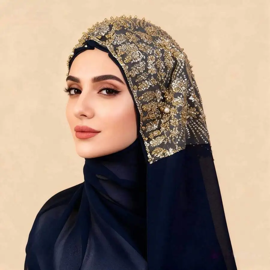 Elegant Embroidered Beaded Headscarf, Double Layered Gauze Shawl For Wedding Banquet Evening Wear
Elegant Embroidered Beaded Headscarf, Double Layered Gauze Shawl For Wedding Banquet Evening Wear