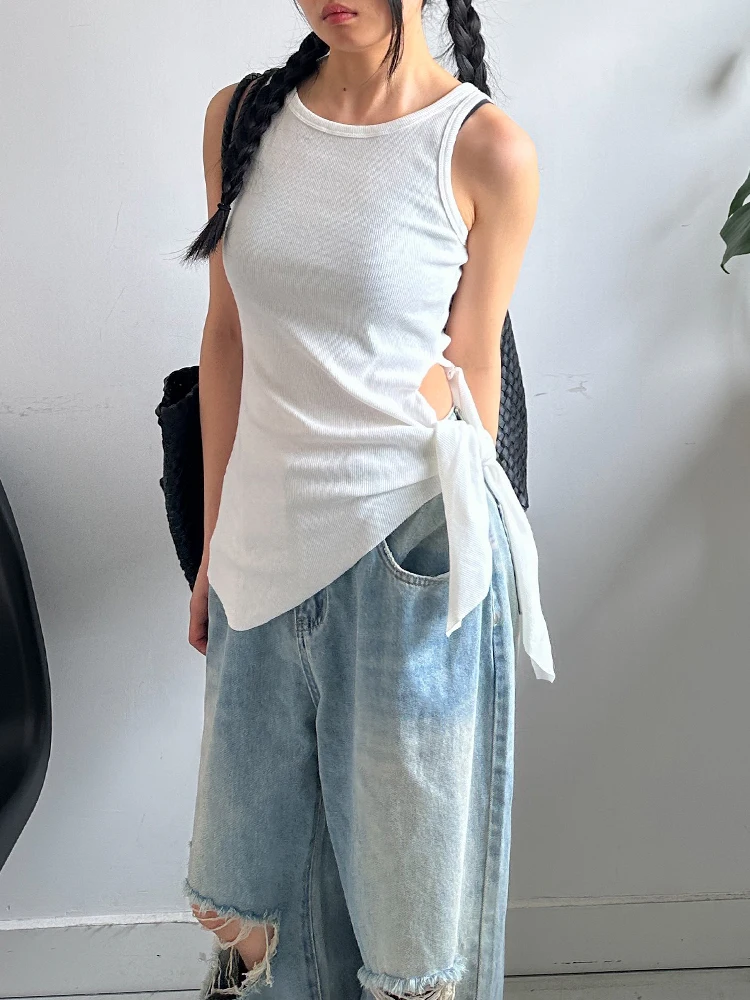 Tannt Women Vest Asymmetry Hollow Out Bandage Sleeveless Vest Tops White Black Green Orange Fashion Sexy Women Waistcoat 2025
Tannt Women Vest Asymmetry Hollow Out Bandage Sleeveless Vest Tops White Black Green Orange Fashion Sexy Women Waistcoat 2025