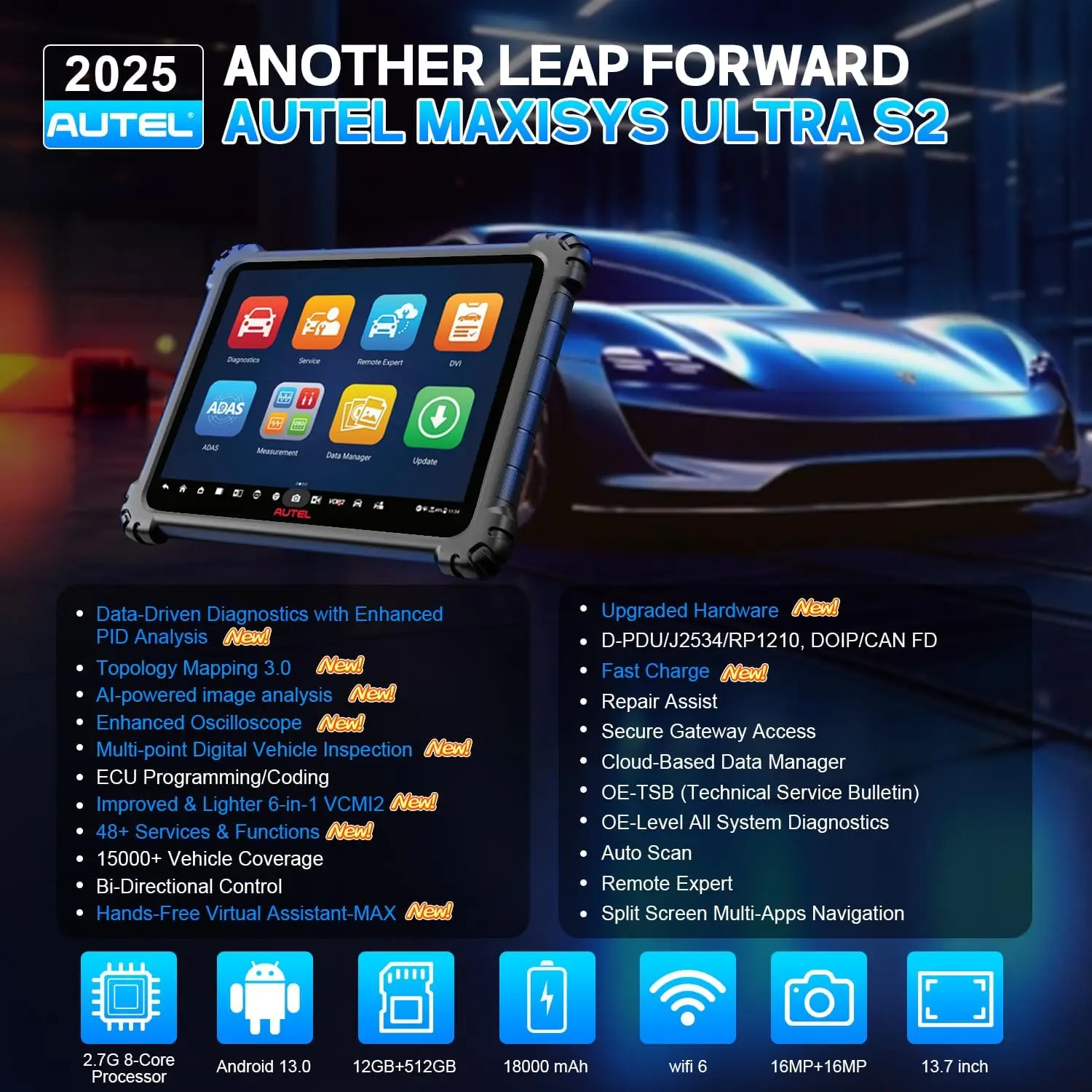 Diagnostic Tool 6-in-1 VCMI2 Upgrade of MS919 Topology 3 0 Multi-Point DVI Motor Truspeed Repair EV Test 48+ Service ECU Program
Diagnostic Tool 6-in-1 VCMI2 Upgrade of MS919 Topology 3 0 Multi-Point DVI Motor Truspeed Repair EV Test 48+ Service ECU Program