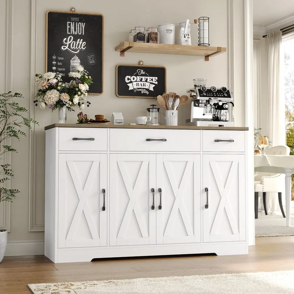 Buffet Cabinet with Drawers, 55 Large Sideboard Buffet Storage Cabinet with Shelves and Doors, Modern Farmhouse Coffee Bar Stat
Buffet Cabinet with Drawers, 55 Large Sideboard Buffet Storage Cabinet with Shelves and Doors, Modern Farmhouse Coffee Bar Stat