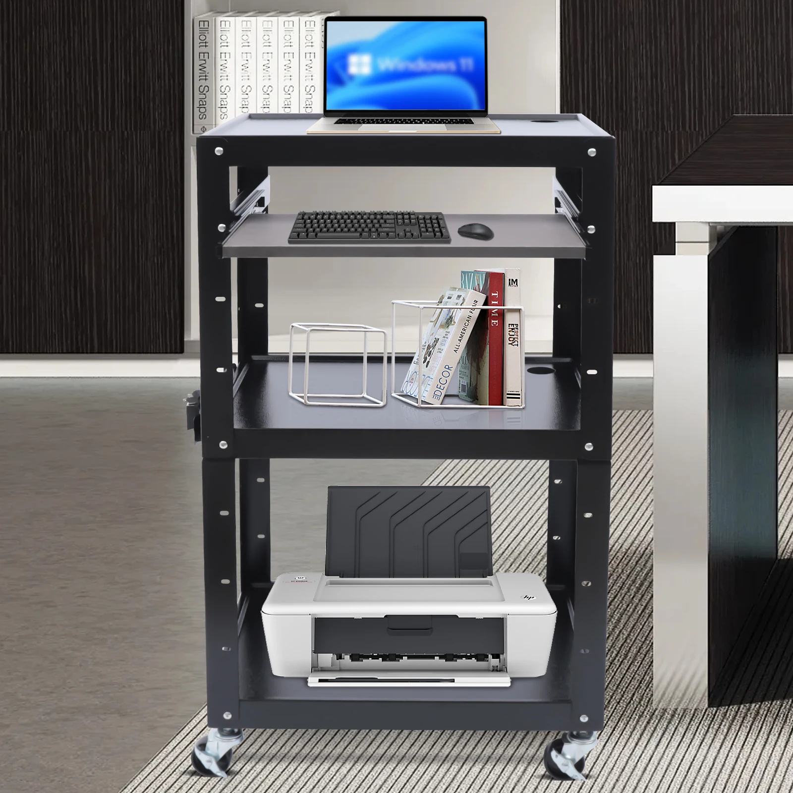 AV Cart on Wheels, Height Adjustable Top Shelf & Pullout Keyboard Tray, Rolling Standing Desk Stand for The Classroom, Office
AV Cart on Wheels, Height Adjustable Top Shelf & Pullout Keyboard Tray, Rolling Standing Desk Stand for The Classroom, Office