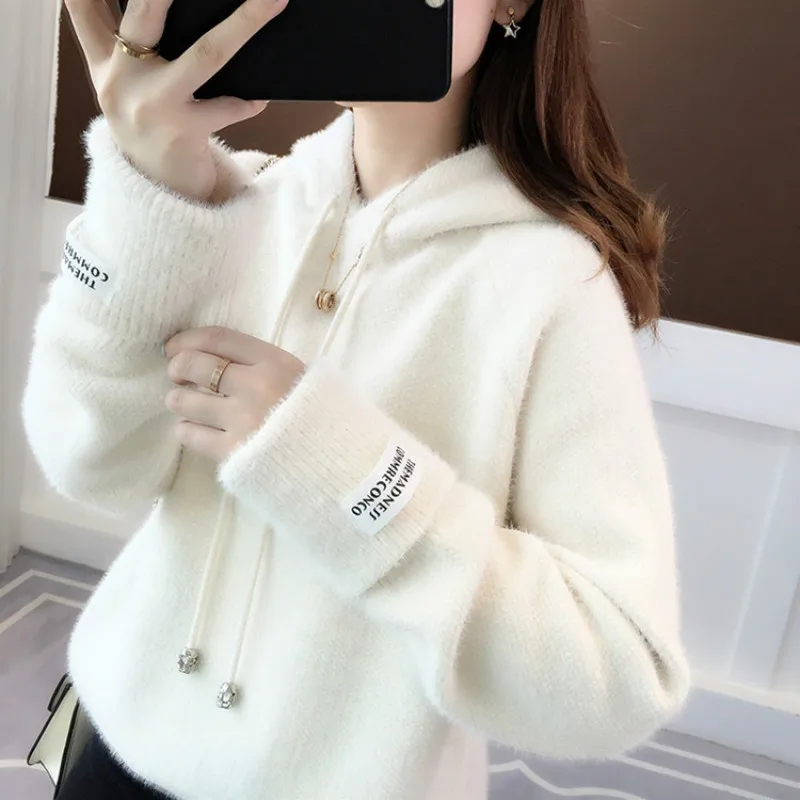 New Women Mohair Sweaters Loose Pullovers Spring Autumn Long Sleeve Streetwear Knitted Hooded Tops Solid Casual Thicken Sweaters
New Women Mohair Sweaters Loose Pullovers Spring Autumn Long Sleeve Streetwear Knitted Hooded Tops Solid Casual Thicken Sweaters