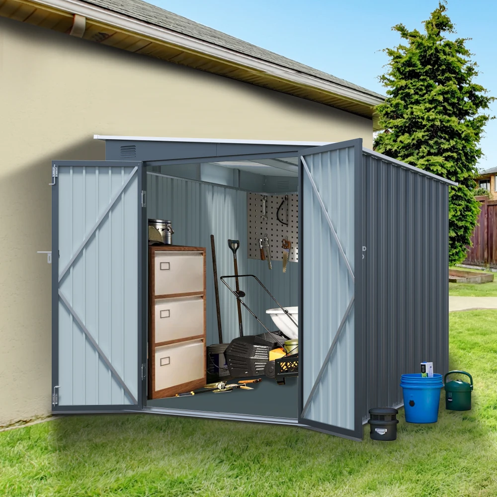 6x8FT Galvanized Steel Outdoor Storage Shed with Lockable Double Doors, Metal Lean to Shed with Free PC Light Board for Tools, Bikes & Patio Essentials (Without floors)
6x8FT Galvanized Steel Outdoor Storage Shed with Lockable Double Doors, Metal Lean to Shed with Free PC Light Board for Tools, Bikes & Patio Essentials (Without floors)