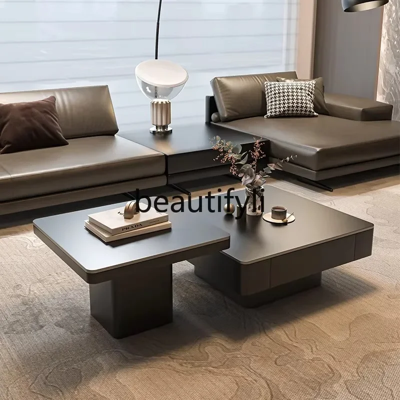 TTT Light luxury minimalist square rock slab coffee table combination modern simple living room home high sense
TTT Light luxury minimalist square rock slab coffee table combination modern simple living room home high sense