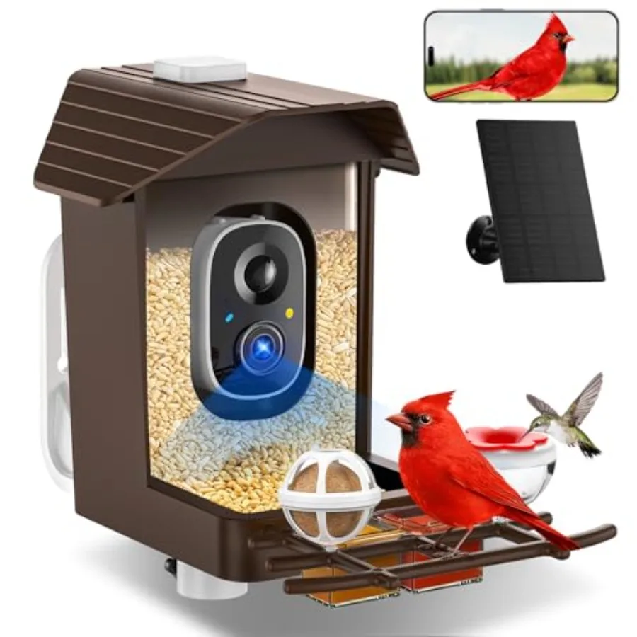 Bird Feeder with Camera Solar Powered 2K HD Smart Bird House 2.4G WiFi Outdoor Wild Bird Feeder Ideal Gift for Nature Lovers fo
Bird Feeder with Camera Solar Powered 2K HD Smart Bird House 2.4G WiFi Outdoor Wild Bird Feeder Ideal Gift for Nature Lovers fo