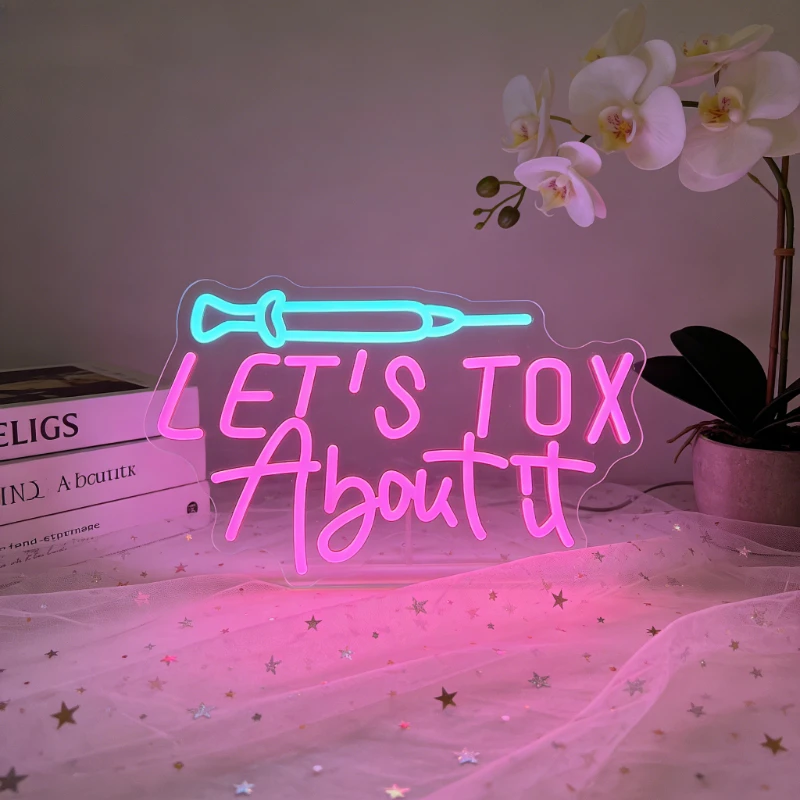 LET'S TOX ABOUT IT Neon Sign LED Night Light USB Rechargeable Aesthetic Desktop Lamp Decor for Beauty Salon Skincare Room Gift
LET'S TOX ABOUT IT Neon Sign LED Night Light USB Rechargeable Aesthetic Desktop Lamp Decor for Beauty Salon Skincare Room Gift