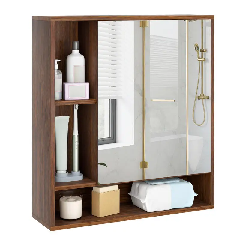 Wall Mounted Bathroom Cabinet with Mirror Single Door-Walnut
Wall Mounted Bathroom Cabinet with Mirror Single Door-Walnut