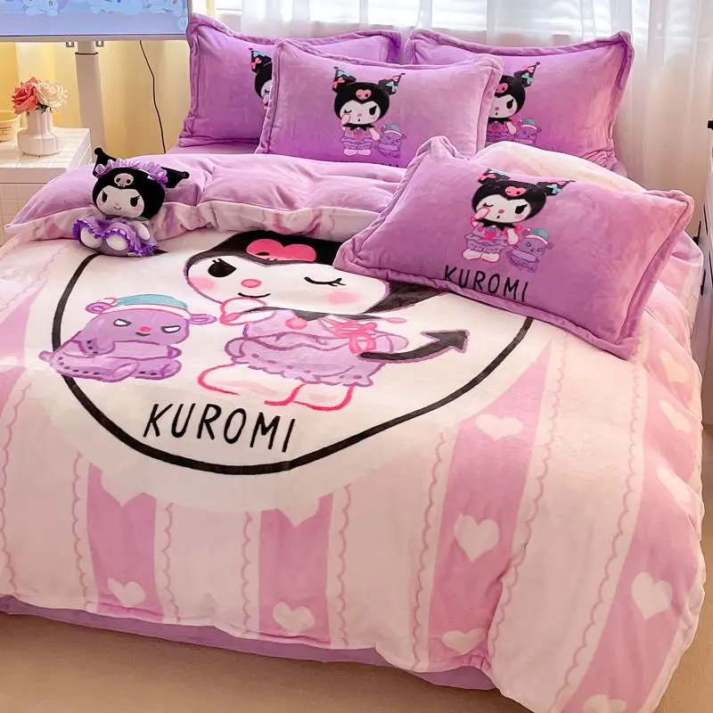 Sanrio Sheet Hellokitty Mymelody Winter Thickened Milk Velvet Four-piece Cute Kuromi Double-sided Suede Bed Sheet and Duvet Set
Sanrio Sheet Hellokitty Mymelody Winter Thickened Milk Velvet Four-piece Cute Kuromi Double-sided Suede Bed Sheet and Duvet Set