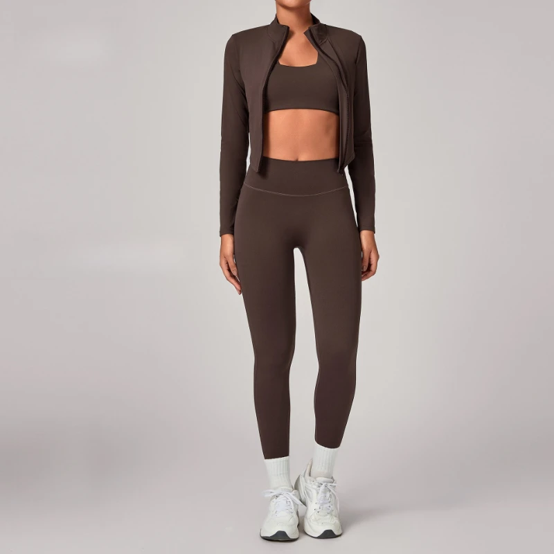 Women's Gym Workout Zipper Long Sleeved Jacket Yoga Sets Windproof Slim Fit Warm Sports Running Three-Piece Set Coat+bra+pants
Women's Gym Workout Zipper Long Sleeved Jacket Yoga Sets Windproof Slim Fit Warm Sports Running Three-Piece Set Coat+bra+pants