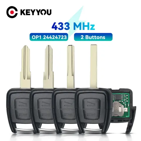 KEYYOU 1PCS 433.92MHz 433Mhz Remote Control Car Key 2 Buttons Fob For Opel Zafira Astra A / G BOSCH TS ASTRA 1999-2005 Keys