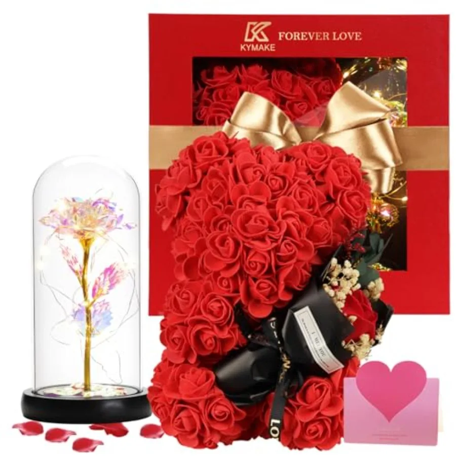 Mothers Day Rose Bear Gifts for Mom Valentines Day Rose Gifts for Women Rose Bear for Wife + Romantic Greeting Card + Delicate
Mothers Day Rose Bear Gifts for Mom Valentines Day Rose Gifts for Women Rose Bear for Wife + Romantic Greeting Card + Delicate