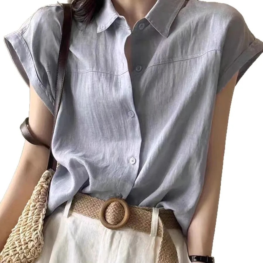 2026 High-End Linen Blue Sleeveless Shirt Women Summer Commute Clothing Small Flying Sleeve Cotton Linen Top
2026 High-End Linen Blue Sleeveless Shirt Women Summer Commute Clothing Small Flying Sleeve Cotton Linen Top