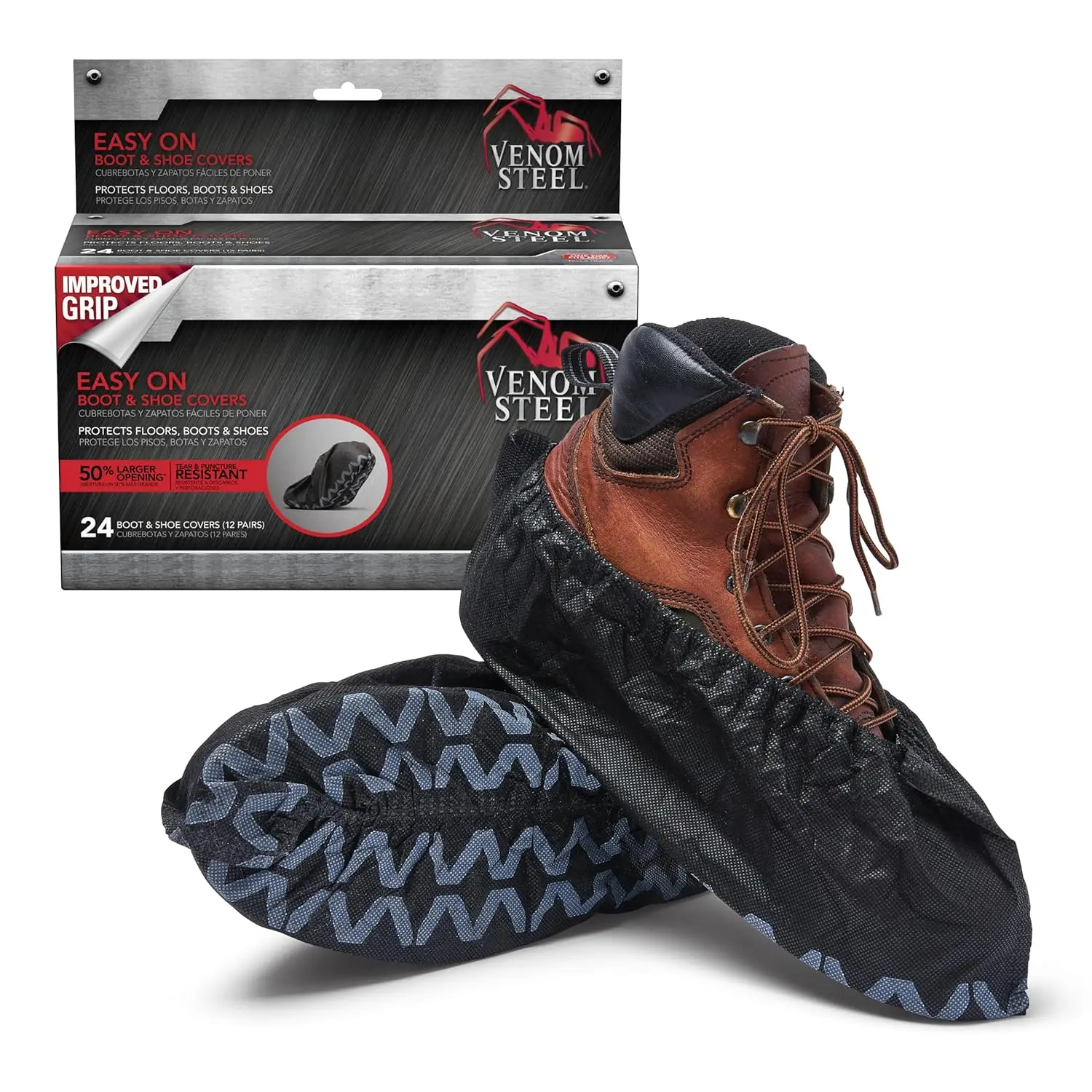 Venom Boot and Shoe Covers, Tough Easy On Fits Over Boots with Improved Grip, 12 Pairs for Home and Work
Venom Boot and Shoe Covers, Tough Easy On Fits Over Boots with Improved Grip, 12 Pairs for Home and Work