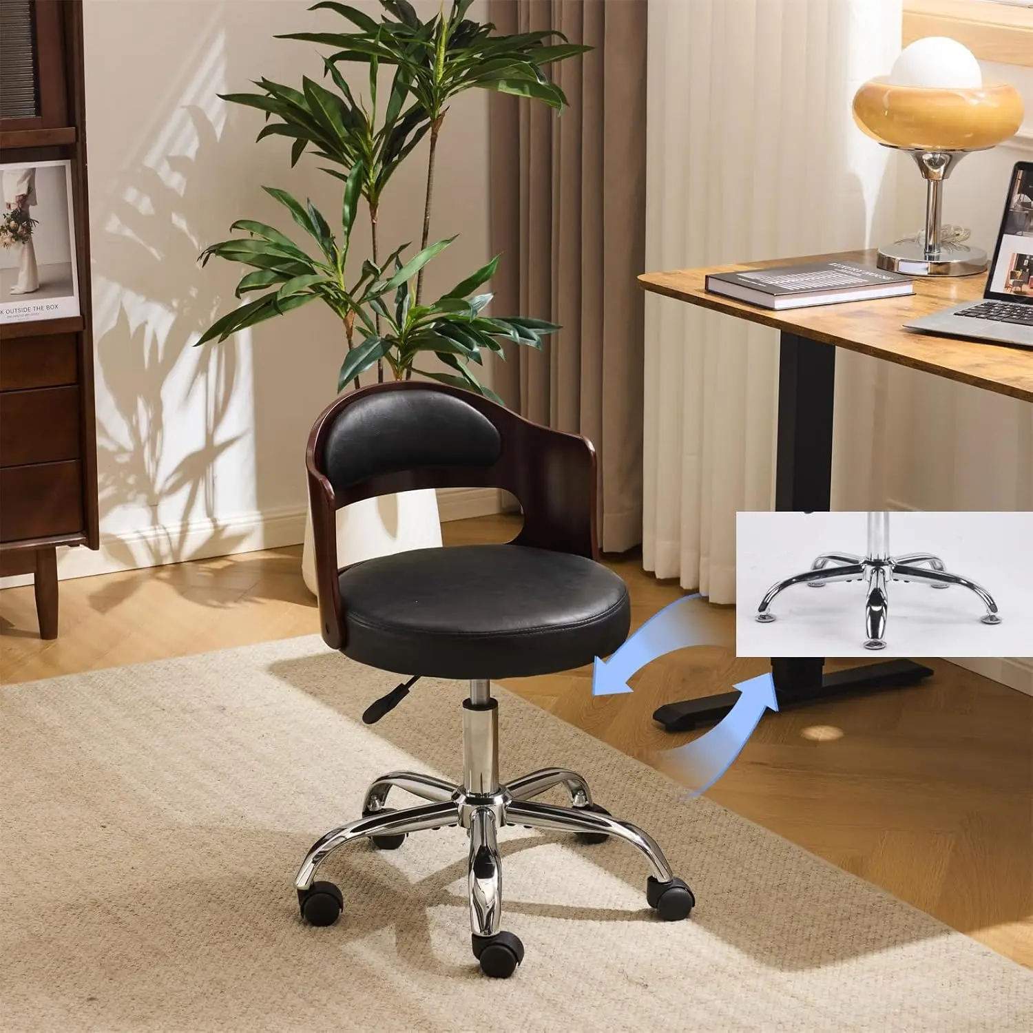 Armless Home Office Desk Chair, Adjustable Swivel Chair,Dual-Use with/no Wheels,Small Retro Designed Walnut Curved, Customized
Armless Home Office Desk Chair, Adjustable Swivel Chair,Dual-Use with/no Wheels,Small Retro Designed Walnut Curved, Customized