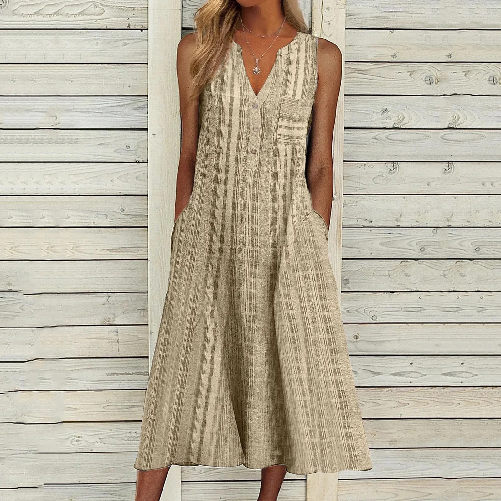 2023 Spring Solid Color Pleated Long Dress Sexy V Neck Button Tunic Women Dress Summer Sleeveless Pocket Beach Boho Dress Mujer
2023 Spring Solid Color Pleated Long Dress Sexy V Neck Button Tunic Women Dress Summer Sleeveless Pocket Beach Boho Dress Mujer