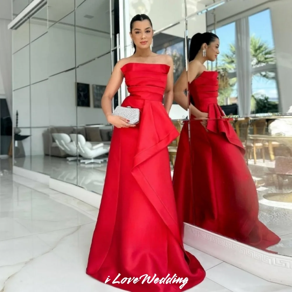 Red Strapless Prom Dresses 2025 Satin Sleeveless Pleated A-line Floor-Length Elegant Sweep Train Evening Party Dress Customized
Red Strapless Prom Dresses 2025 Satin Sleeveless Pleated A-line Floor-Length Elegant Sweep Train Evening Party Dress Customized