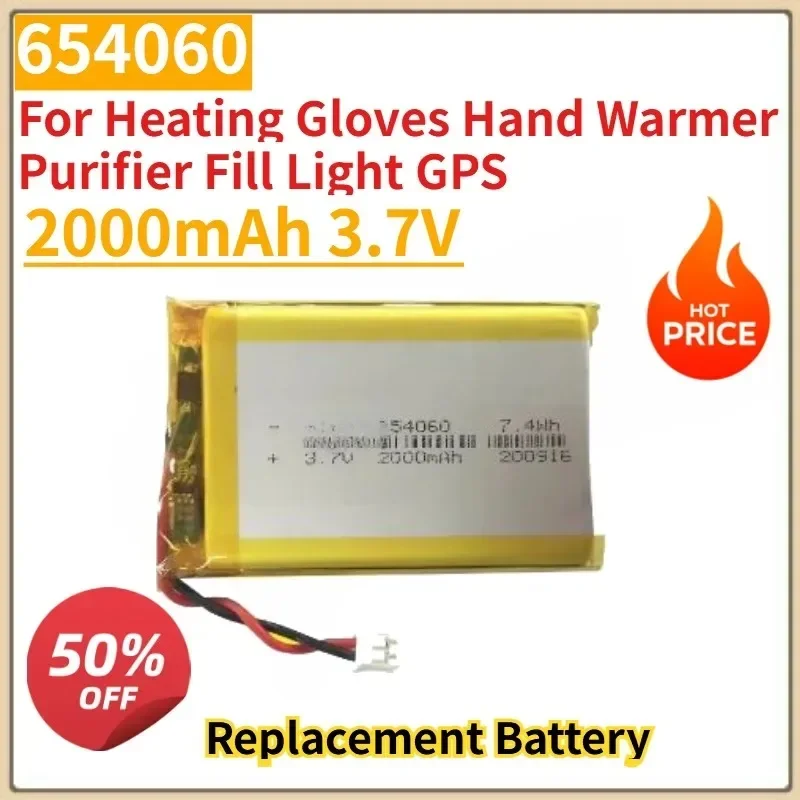 High Quality New 654060 2000mAh 3.7V Replacement Battery for Heating Gloves Hand Warmer Purifier Fill Light GPS
High Quality New 654060 2000mAh 3.7V Replacement Battery for Heating Gloves Hand Warmer Purifier Fill Light GPS