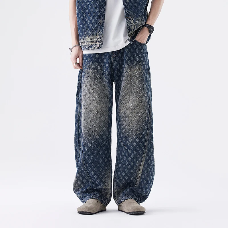 American high street worn jacquard jeans men's style new vintage washed old pants wide-legged straight pants men's
American high street worn jacquard jeans men's style new vintage washed old pants wide-legged straight pants men's