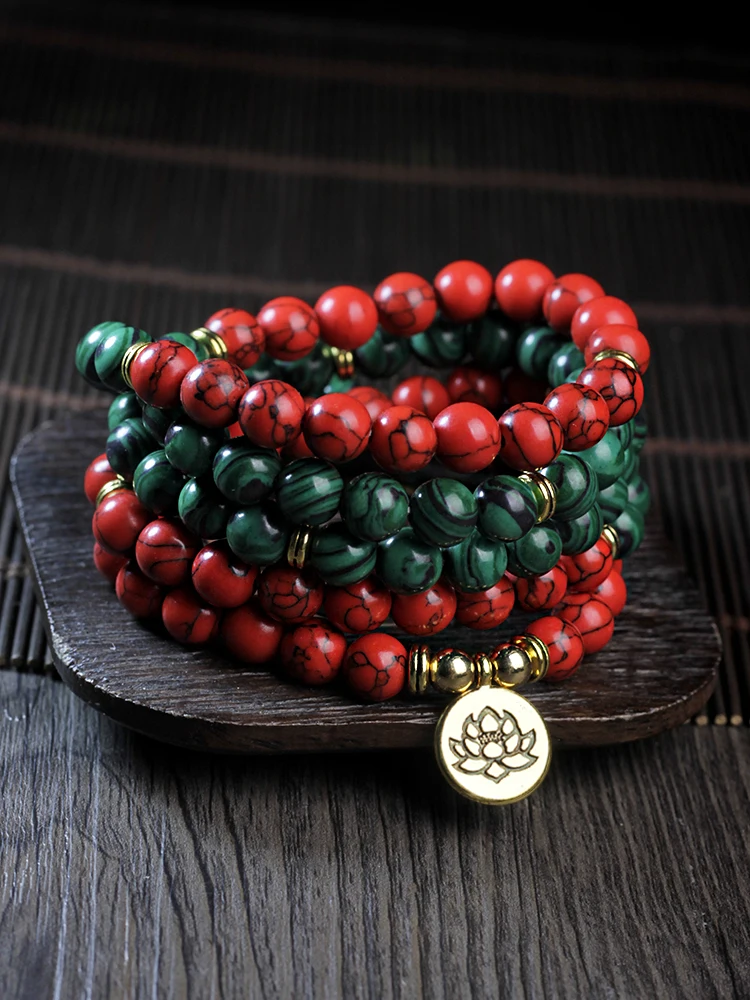 Wholesale 108 beads buddhist bracelet,8mm malachite and Red pine stone beads women yoga meditation necklace dropshipping
Wholesale 108 beads buddhist bracelet,8mm malachite and Red pine stone beads women yoga meditation necklace dropshipping