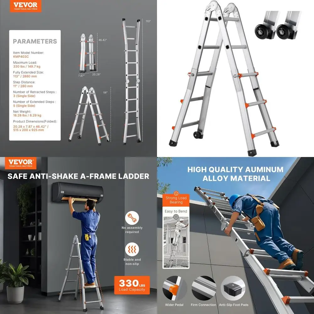 Телескопическая алюминиевая лестница 9,5 футов — компактная, многоцелевая, складная для дома, на открытом воздухе и автофургонов, грузоподъемность 330 фунтов
Телескопическая алюминиевая лестница 9,5 футов — компактная, многоцелевая, складная для дома, на открытом воздухе и автофургонов, грузоподъемность 330 фунтов