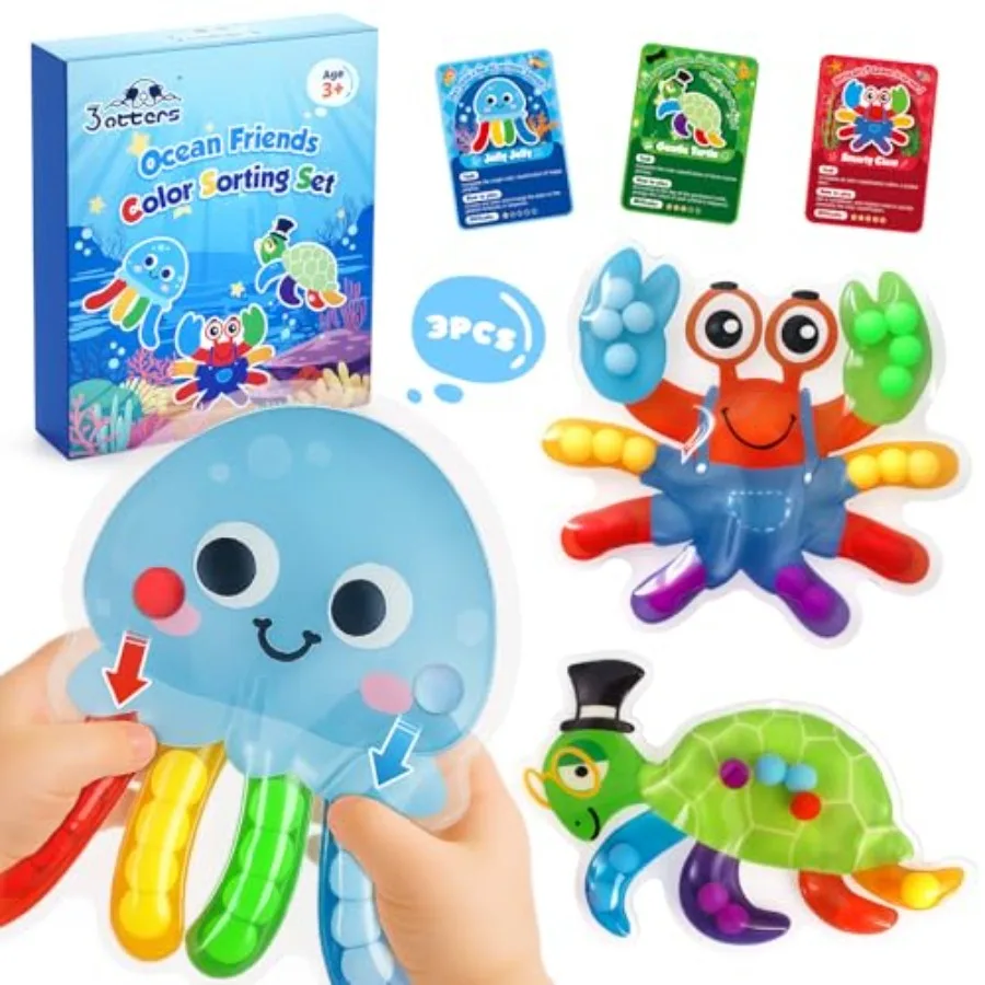 Color Sorting Sensory Toys, Sea Animals Fine Motor Matching Games Fidget Toys with 3 Game Cards for Toddlers Birthday Party Gif
Color Sorting Sensory Toys, Sea Animals Fine Motor Matching Games Fidget Toys with 3 Game Cards for Toddlers Birthday Party Gif