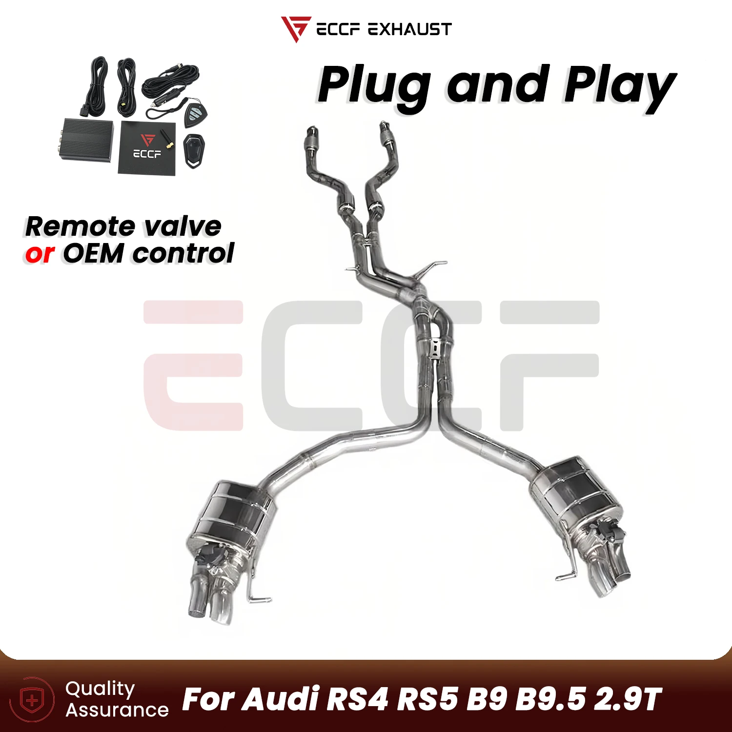 ECCF FOR Audi B9 B9.5 RS4 RS5 2.9T T304 Stainless Steel Catback Exhaust With Front pipe Aggressive Sound Plug and Play
ECCF FOR Audi B9 B9.5 RS4 RS5 2.9T T304 Stainless Steel Catback Exhaust With Front pipe Aggressive Sound Plug and Play