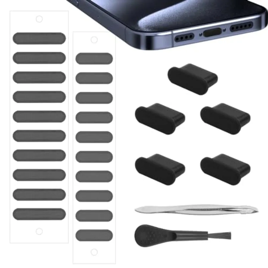 USB C Port Cover for iPhone 15 16 17 Series, USB C Dust Plug Phone Speaker Cover, Phone Charging Port Cleaner for Samsung Galax
USB C Port Cover for iPhone 15 16 17 Series, USB C Dust Plug Phone Speaker Cover, Phone Charging Port Cleaner for Samsung Galax