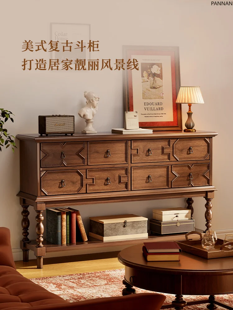 American living room entrance solid wood chest retro bedroom wall storage drawer cabinet
American living room entrance solid wood chest retro bedroom wall storage drawer cabinet
