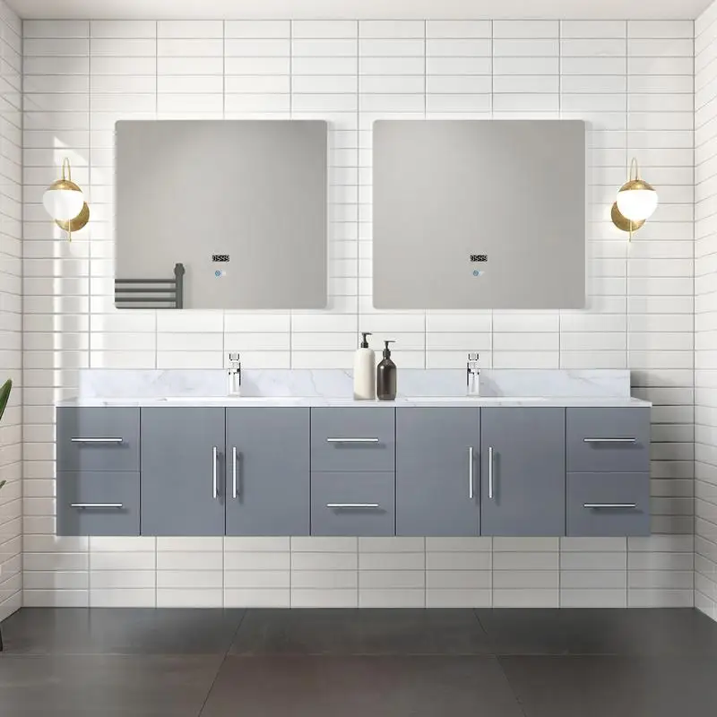 84-Inch Dark Grey Double Bath Vanity with 22-Inch Depth and 36-Inch LED Mirrors
84-Inch Dark Grey Double Bath Vanity with 22-Inch Depth and 36-Inch LED Mirrors