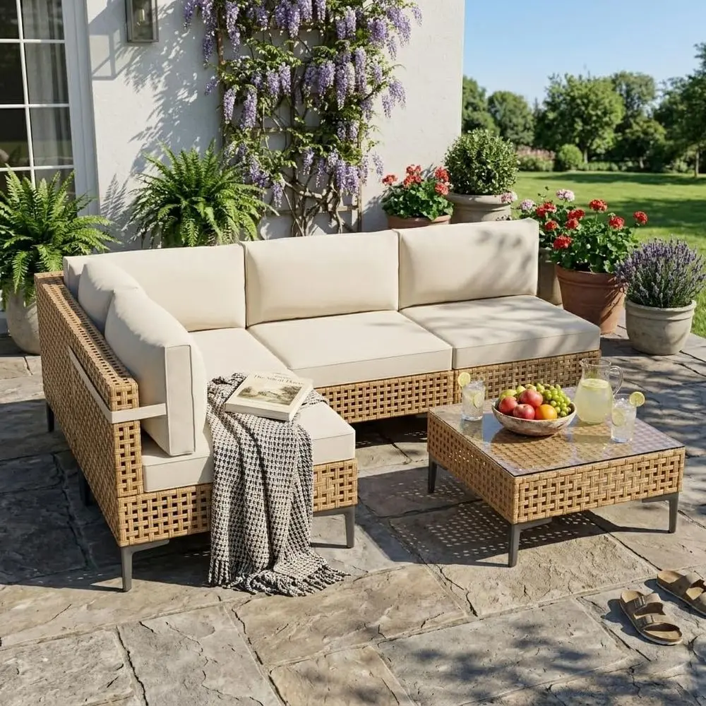 Outdoor Sectional 5 Piece Patio urniture Set ree Combination Outdoor Couch with Thick Cushion All Weather Wicker Patio Contion S
Outdoor Sectional 5 Piece Patio urniture Set ree Combination Outdoor Couch with Thick Cushion All Weather Wicker Patio Contion S