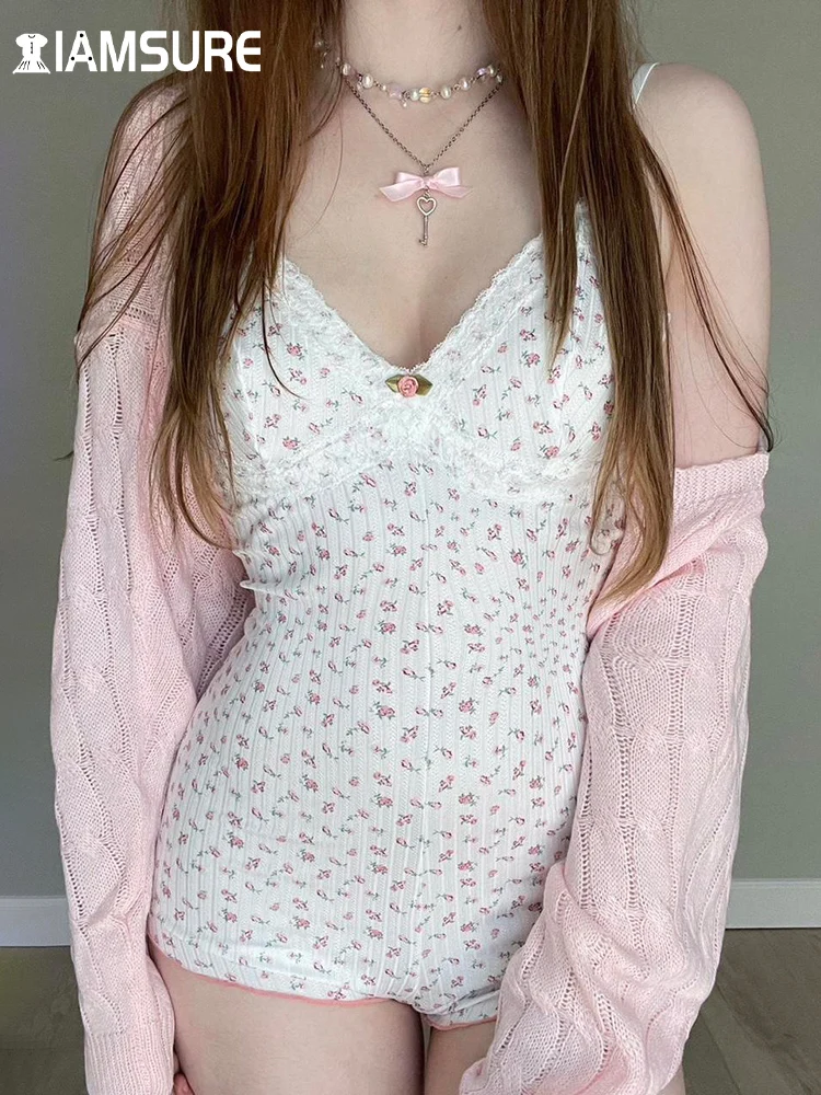 IAMSURE Sweet Cute Floral Bow Lace Trim Bodysuits Sexy Slim Basic V-Neck Sleeveless Rompers Women 2023 Summer Streetwear Girls
IAMSURE Sweet Cute Floral Bow Lace Trim Bodysuits Sexy Slim Basic V-Neck Sleeveless Rompers Women 2023 Summer Streetwear Girls