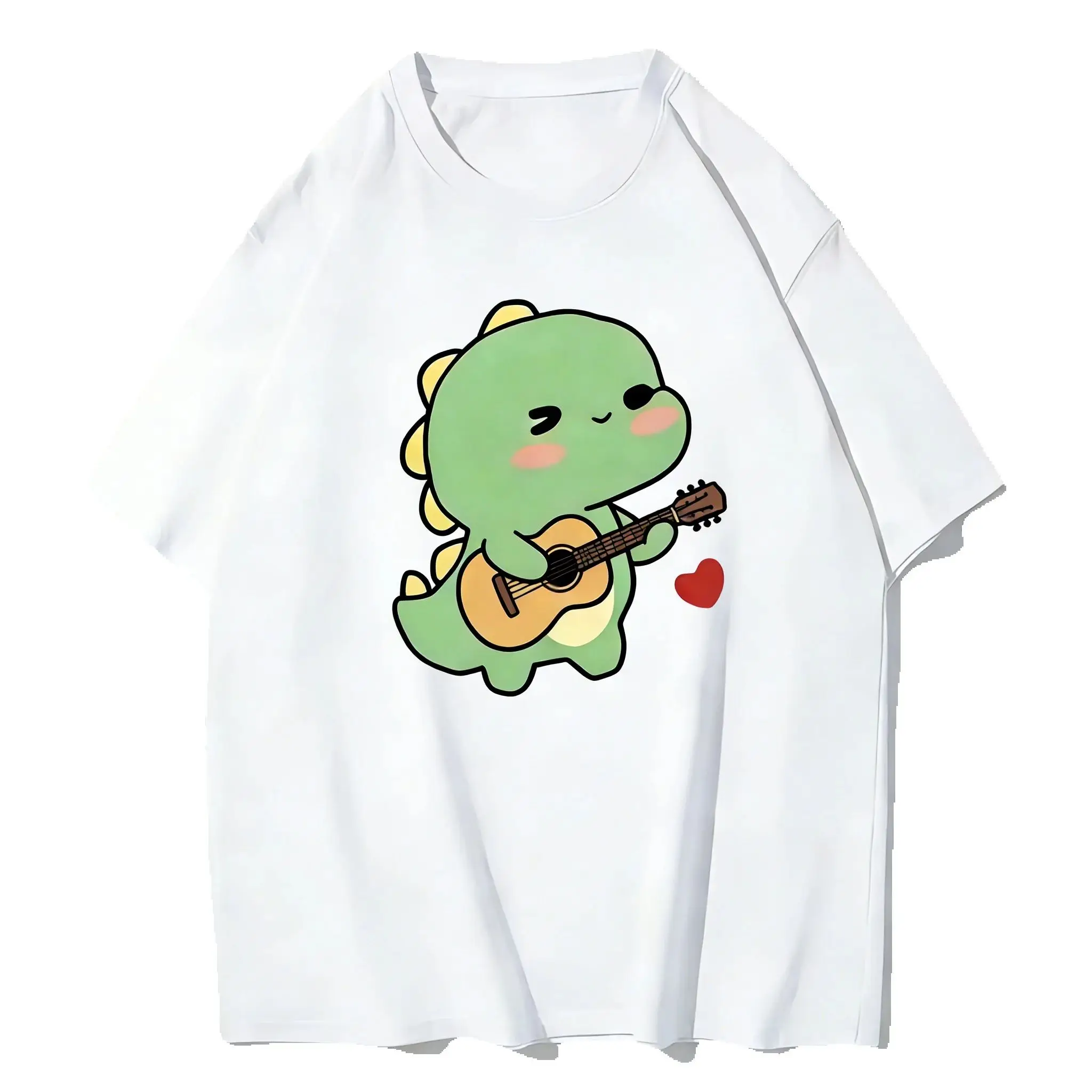 Футболка унисекс с милым зеленым динозавром, играющим на гитаре, с мультяшным принтом, свободного кроя, с короткими рукавами, повседневная футболка для мужчин и женщин
Футболка унисекс с милым зеленым динозавром, играющим на гитаре, с мультяшным принтом, свободного кроя, с короткими рукавами, повседневная футболка для мужчин и женщин