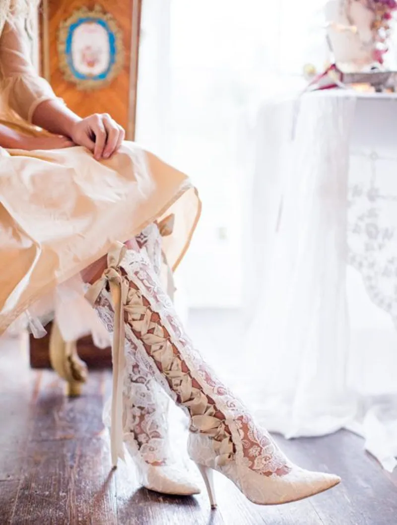 Ivory Lace Up Pointed Toe Thin High Heel Over The Knee Boots Sweet Bridal Wedding Party Shoes Fashion Sexy Elegant Shoes Women
Ivory Lace Up Pointed Toe Thin High Heel Over The Knee Boots Sweet Bridal Wedding Party Shoes Fashion Sexy Elegant Shoes Women