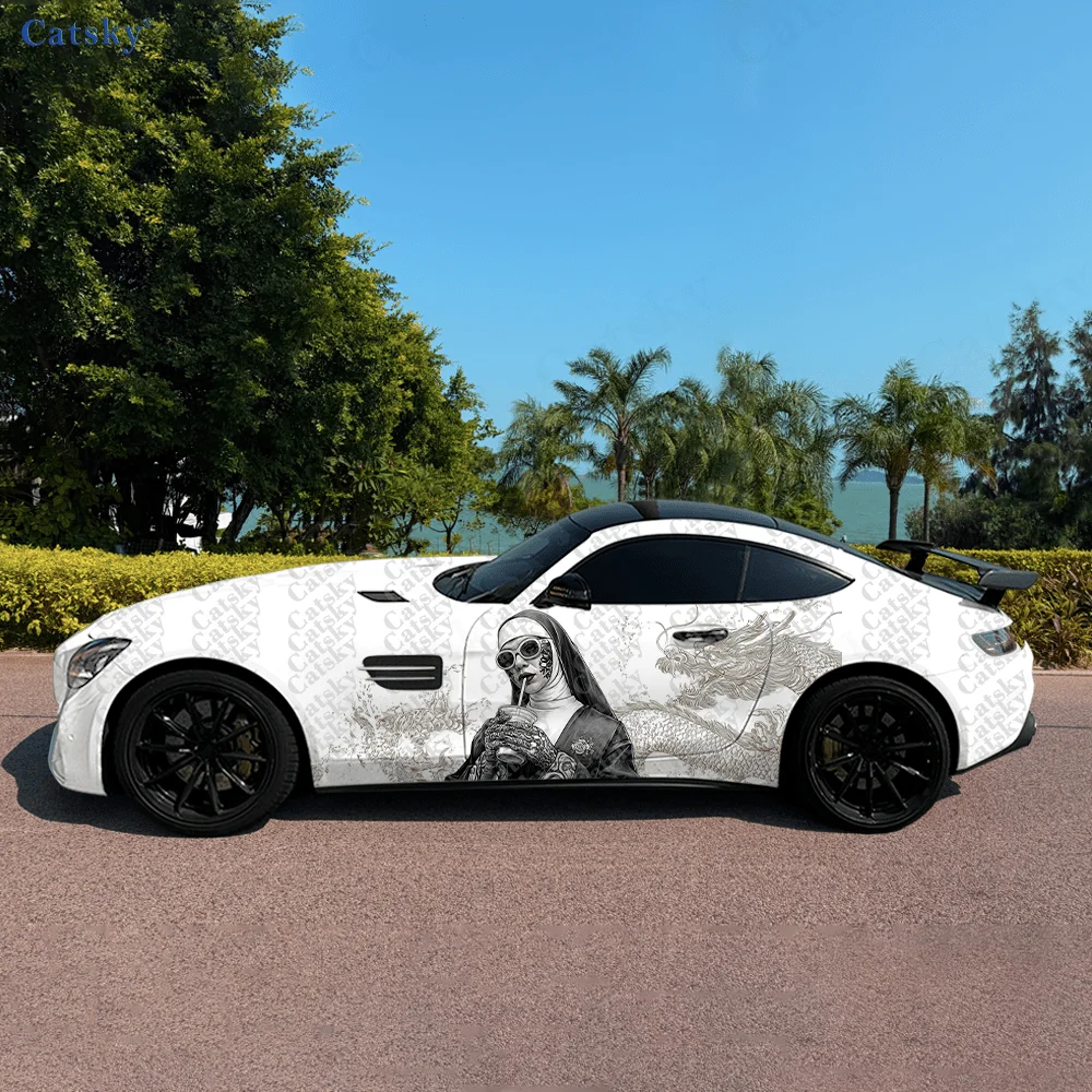 2pcs Tattoo Nun and Dragon Car Side Wraps, Self-Adhesive PVC Waterproof & Scratch-Resistant Stickers, Car Accessory Gift
2pcs Tattoo Nun and Dragon Car Side Wraps, Self-Adhesive PVC Waterproof & Scratch-Resistant Stickers, Car Accessory Gift