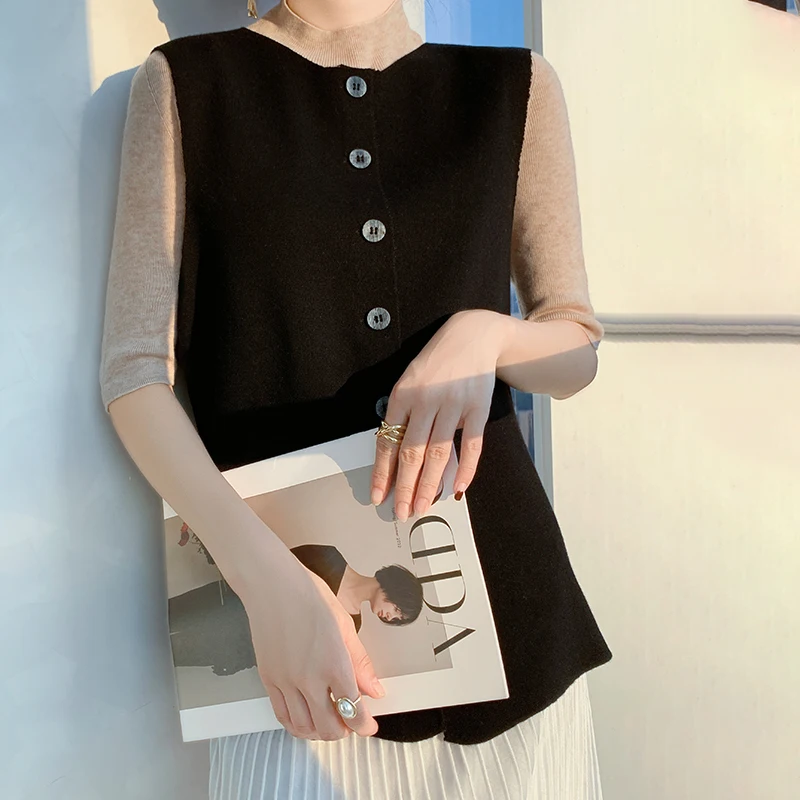 Women High Quality Wool Cardigan Elegant Knitted Sleeveless O-neck Casual Sweater Tanks Autumn New Fashion Slim Ladies Vest Tops
Women High Quality Wool Cardigan Elegant Knitted Sleeveless O-neck Casual Sweater Tanks Autumn New Fashion Slim Ladies Vest Tops