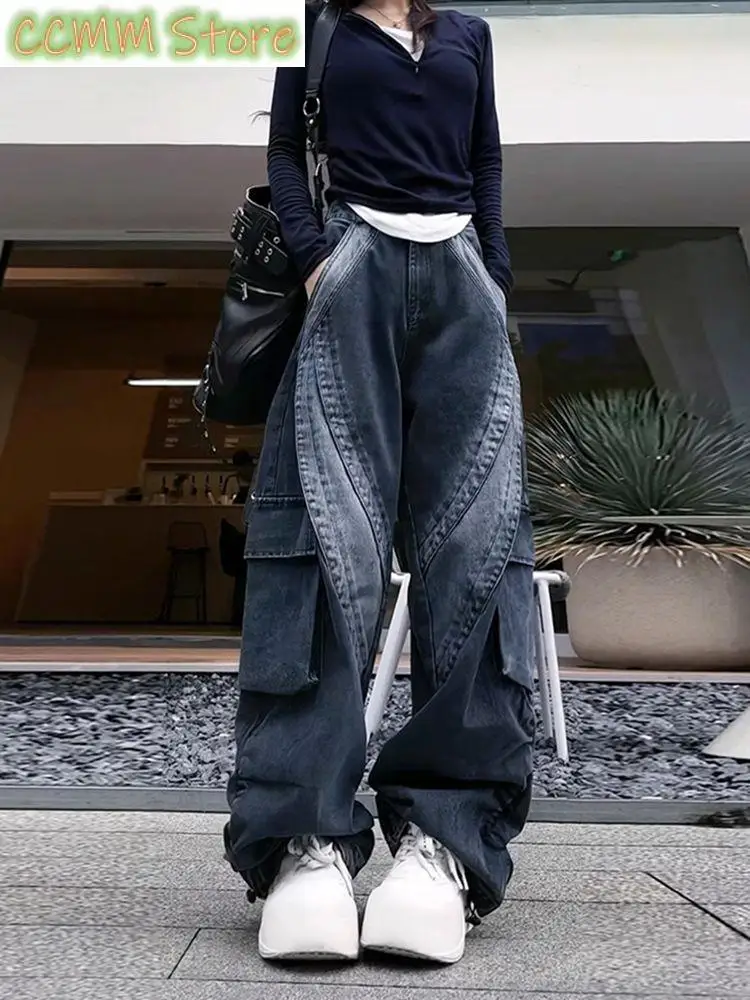 Women's Retro Black Splicing Design Wide Leg Jeans Cool Girl High Waisted Streetwear Fashion Pants Female Casual Denim Trouser
Women's Retro Black Splicing Design Wide Leg Jeans Cool Girl High Waisted Streetwear Fashion Pants Female Casual Denim Trouser