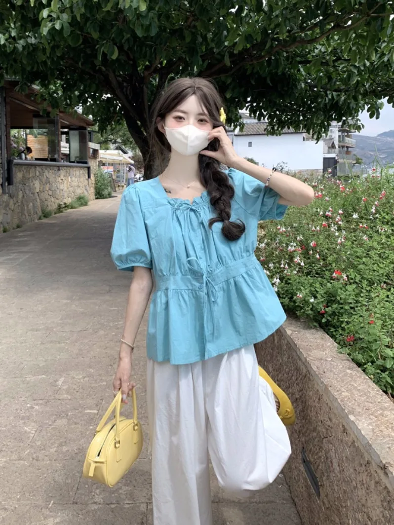 Dopamine Boosting Cotton Linen Short Shirt Women's Summer Travel Bright Outfit Small Korean Style Top Sweet Style round Neck ...
Dopamine Boosting Cotton Linen Short Shirt Women's Summer Travel Bright Outfit Small Korean Style Top Sweet Style round Neck ...
