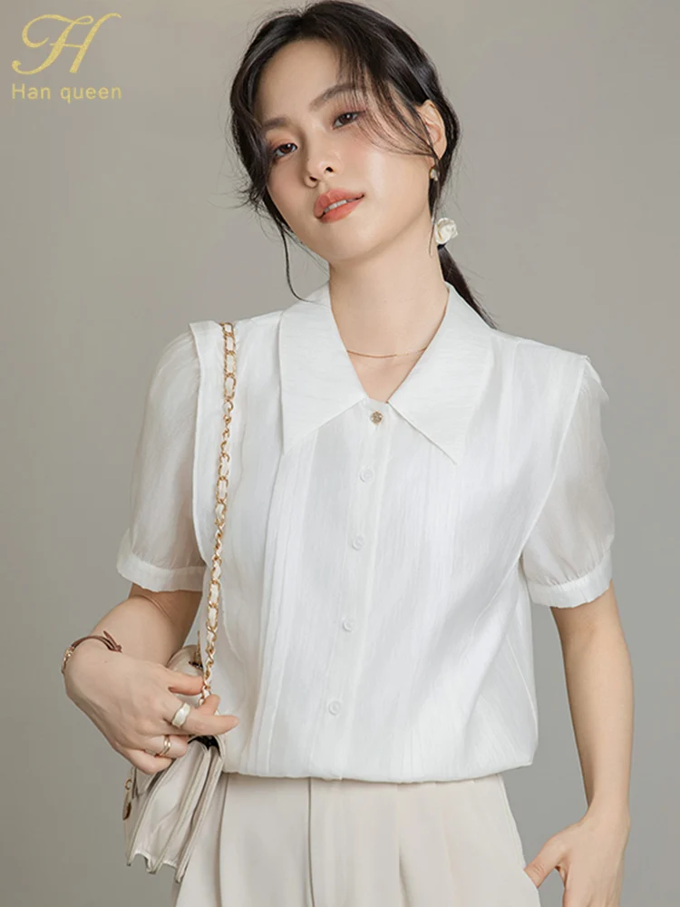 H Han Queen Korean Summer Clothes Basic Shirts Woman Vintage Chiffon Short Sleeve Top Casual Female Office Shirts And Blouses
H Han Queen Korean Summer Clothes Basic Shirts Woman Vintage Chiffon Short Sleeve Top Casual Female Office Shirts And Blouses