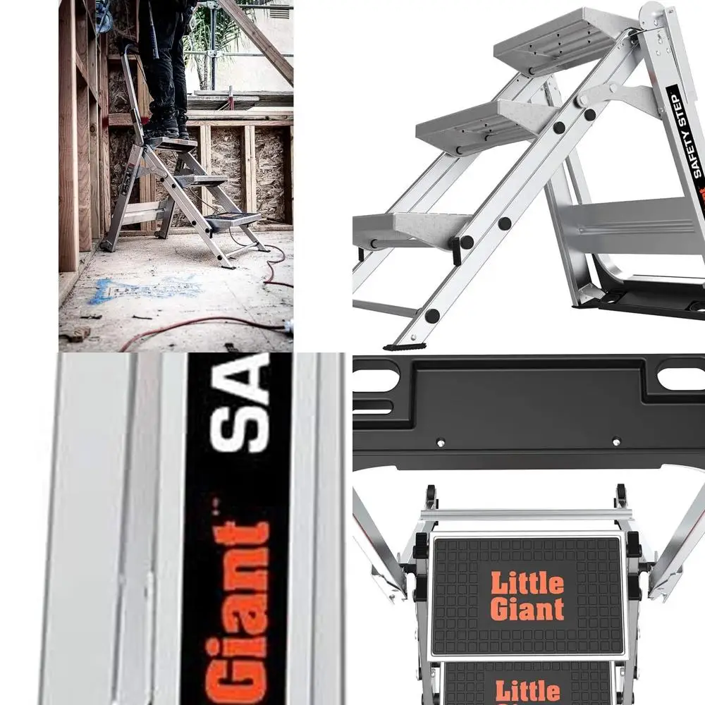 Ladders, Safety Step, 3-Step, 3 Foot, Step Stool, Aluminum, Type 1A, 300 lbs Weight Rating, (10310BA)
Ladders, Safety Step, 3-Step, 3 Foot, Step Stool, Aluminum, Type 1A, 300 lbs Weight Rating, (10310BA)