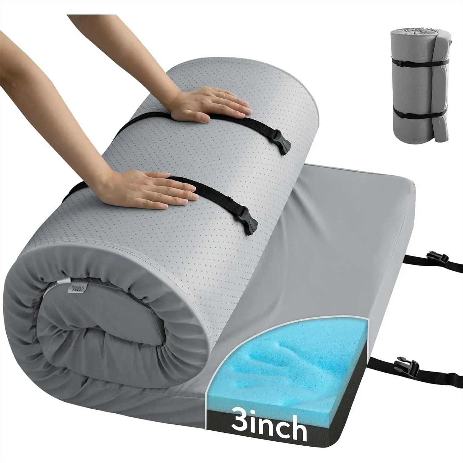 3 Inch Memory Foam Camping Cot Mattress Pad with Waterproof Cover, Portable Roll up Mat for Tent Truck Bed, Non-Slip Bottom
3 Inch Memory Foam Camping Cot Mattress Pad with Waterproof Cover, Portable Roll up Mat for Tent Truck Bed, Non-Slip Bottom