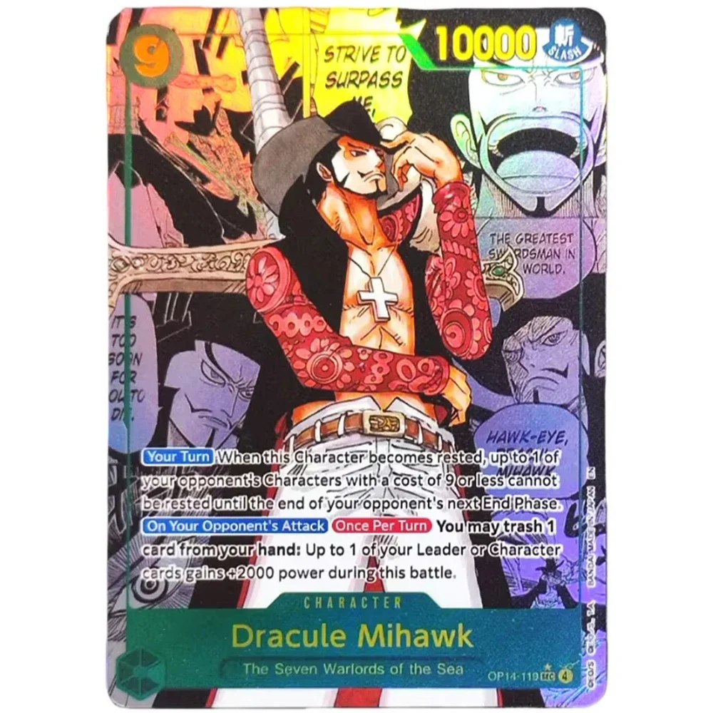 Коллекционные карточки ONE PIECE DIY Dracule Mihawk OP14-119 EN, высококачественные самодельные игровые аниме-карточки
Коллекционные карточки ONE PIECE DIY Dracule Mihawk OP14-119 EN, высококачественные самодельные игровые аниме-карточки