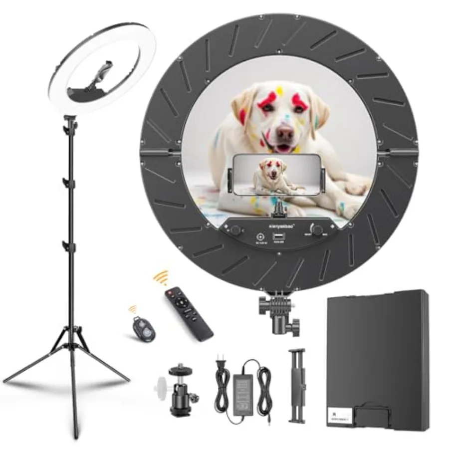 18 Inch Ring Light Kit, 55W6700k Dimmable LED Light, Tripod Stand, Remote Controller, Box, CRI95
18 Inch Ring Light Kit, 55W6700k Dimmable LED Light, Tripod Stand, Remote Controller, Box, CRI95