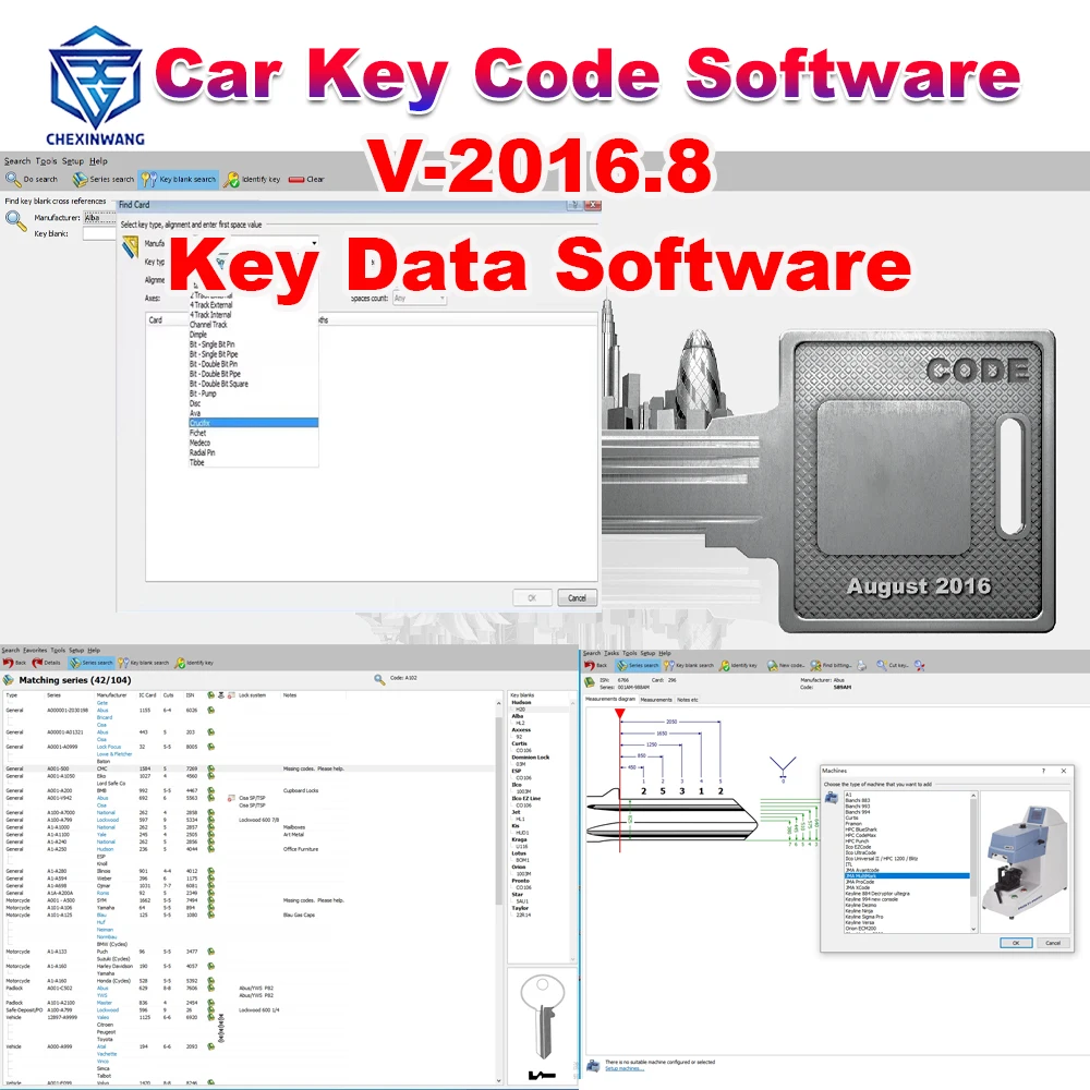 V2016.08 Программное обеспечение для слесаря и ключей для поиска замков и ключей для резки кода механического ключа База данных с лезвиями Заготовка для ключей
V2016.08 Программное обеспечение для слесаря и ключей для поиска замков и ключей для резки кода механического ключа База данных с лезвиями Заготовка для ключей