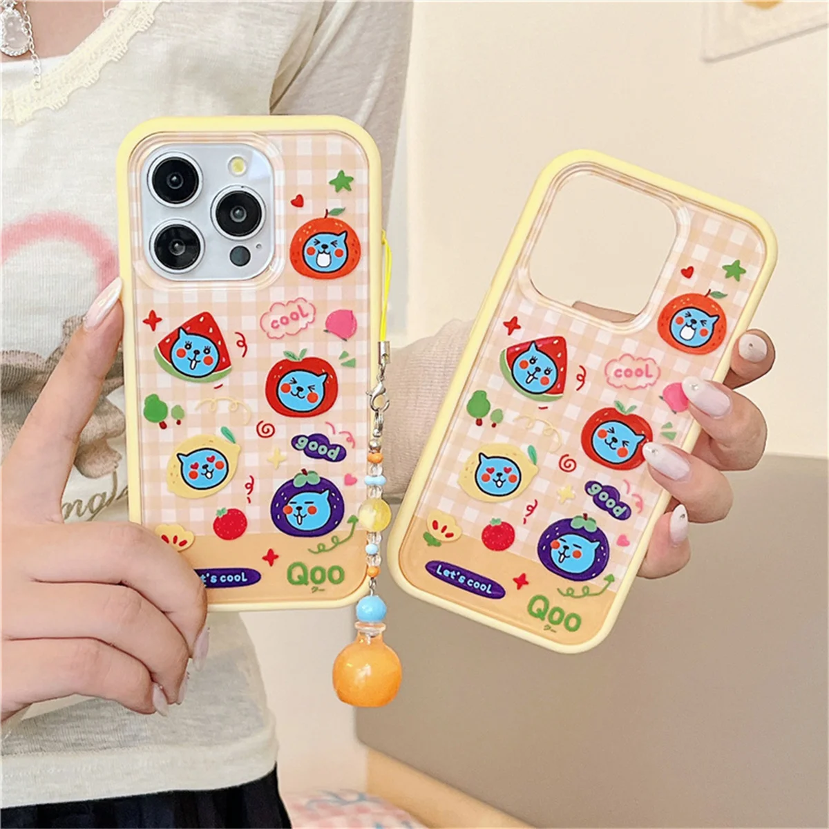Korean Cute Fruit Pattern Phone Case For iPhone 16 Pro 15 14 Pro Max Cover with Pendant Shockproof Cartoon Cases For Girls
Korean Cute Fruit Pattern Phone Case For iPhone 16 Pro 15 14 Pro Max Cover with Pendant Shockproof Cartoon Cases For Girls