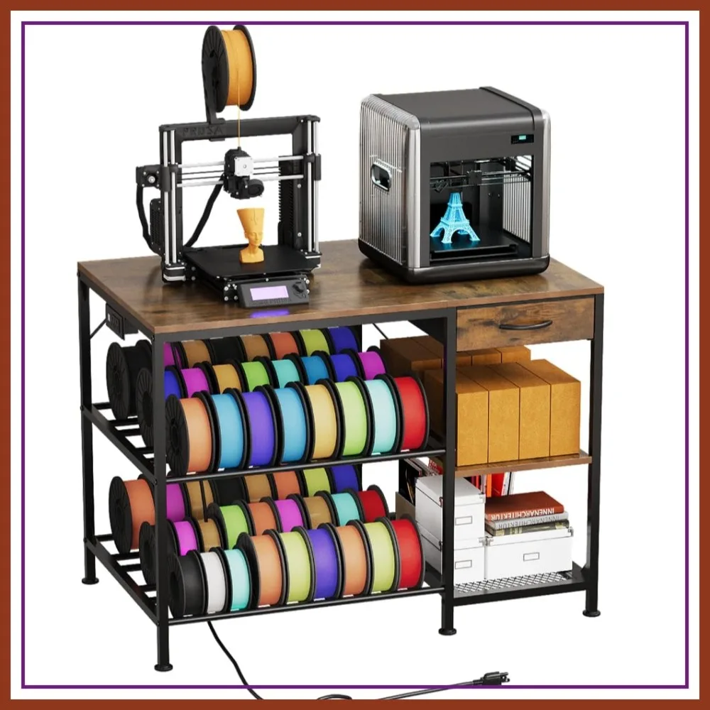 3D Printer Table with Filament Storage, 3-Tier Stand with Power Outlet & Drawer, Heavy Duty Rack for Workshop Studio Office
3D Printer Table with Filament Storage, 3-Tier Stand with Power Outlet & Drawer, Heavy Duty Rack for Workshop Studio Office