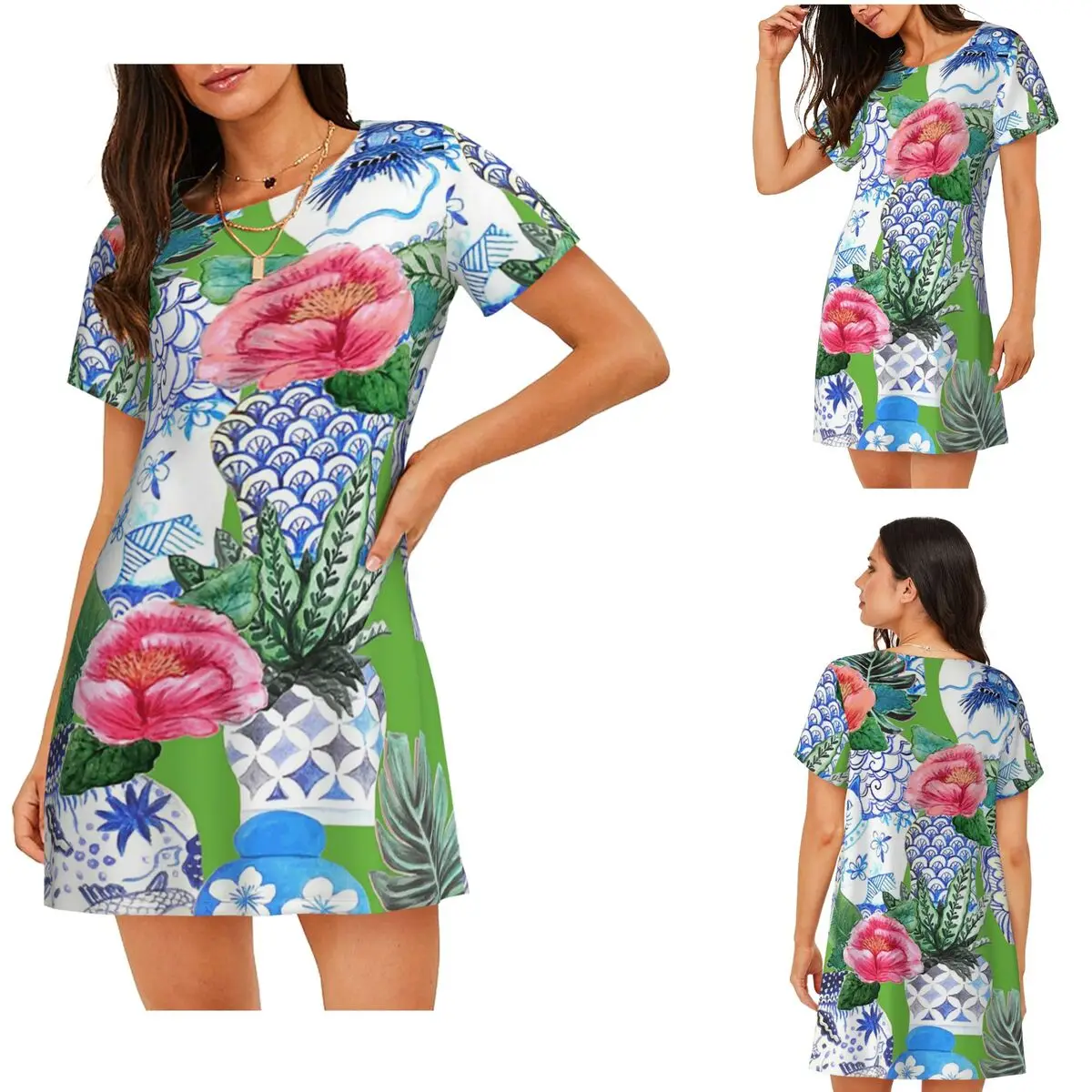 Blue And Ginger Jars On Green, Emerald Green Short Sleeves Nightdress For Sleeping Women Short Sleeve Nightgowns Pajama Dress
Blue And Ginger Jars On Green, Emerald Green Short Sleeves Nightdress For Sleeping Women Short Sleeve Nightgowns Pajama Dress